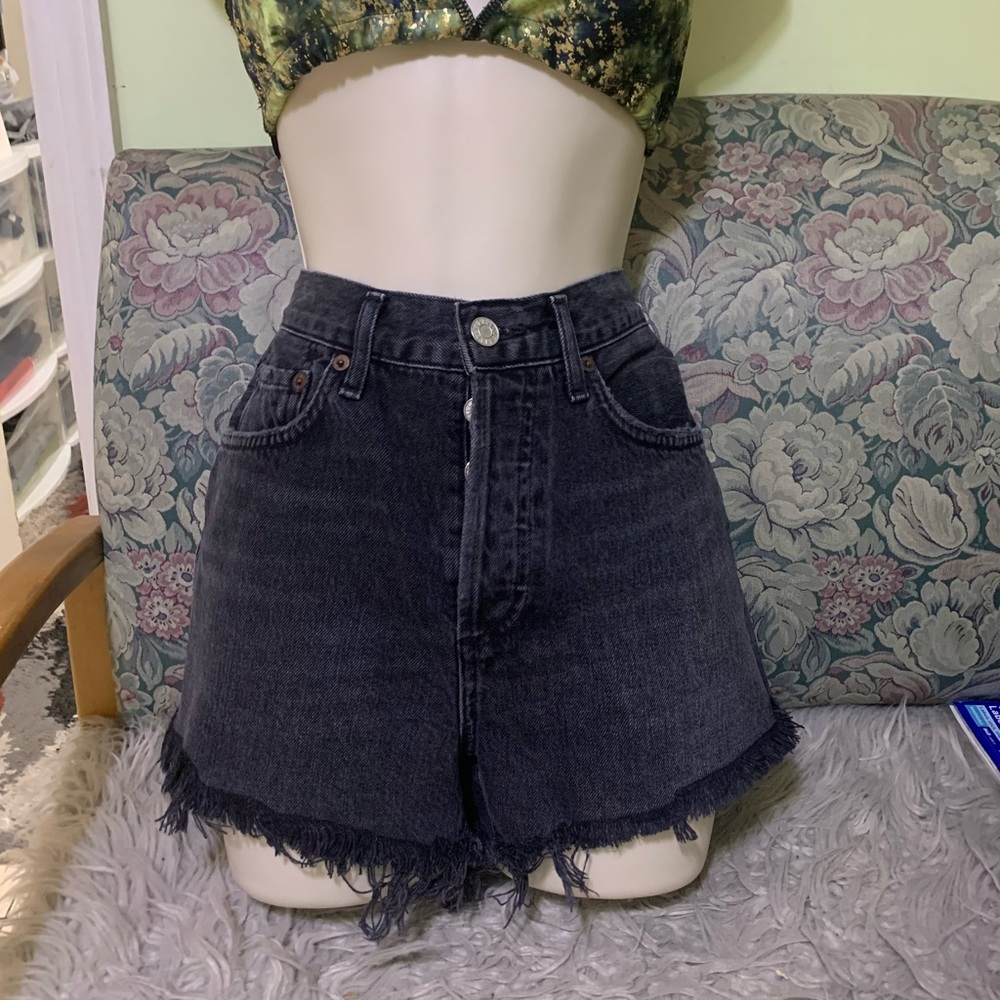 Agolde Black Jean Shorts High-Waisted
